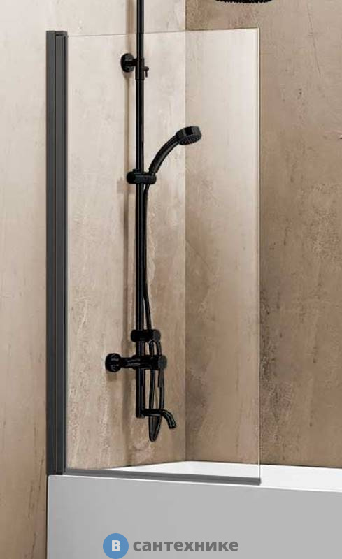 Душевая шторка на ванну Vincea VSB-11800CLGM, 800*1400, вороненая сталь, стекло прозрачное