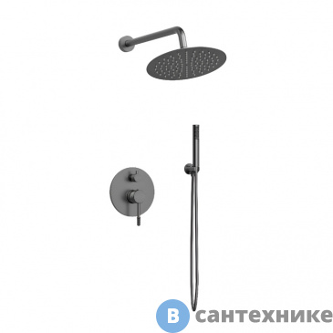 картинка Душевой комплект Vincea Desire VSFW-1D1GM встраиваемый, 2 режима, 25 см S304 верх душ, вороненая сталь