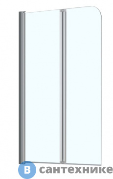 картинка Душевая шторка AZARIO BOSTON 141 на ванну 80 (41,5+38,5)*140 хром, 4 мм прозрачное стекло, покрытие easy clean (AZ-141 80 (41,5+38,5)*140)