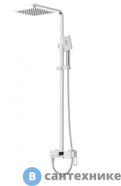 картинка Душевая стойка BelBagno LUCE LUC-VSCM-CRM со смесителем для ванны, верхним и ручным душем, хром