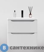 Тумба под раковину Style line подвесная Марелла 60 (2 ящ.) Люкс антискрейтч белый матовый, PLUS (2000672466003)