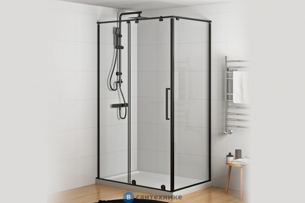 Душевой угол Royal Bath BERN-S RB140x80х195-T-BL (прозрачное) (BERN-S RB8140-T-BL)