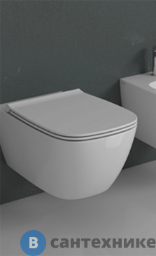 картинка Унитаз подвесной GLOBO Genesis GNS02.BI безободковый 55 см, с креплением, белый, без сиденья