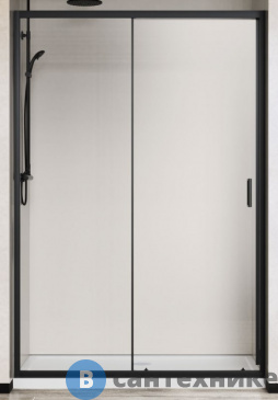 картинка Душевая дверь Vincea City VDS-5CT140CLB, 1400, черный, стекло прозрачное