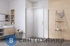 Душевой уголок Aquanet Pleasure Evo 160x80 AE65-160x80-GBT профиль золото-никель браш, прозрачное стекло (354518), без поддона