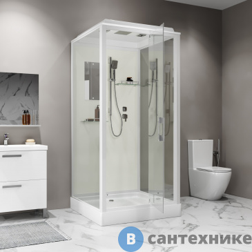 картинка Душевая кабина Niagara Standart ST100/15Q (100х100х215) квадрат, поддон 15см, распашная, проф. белый