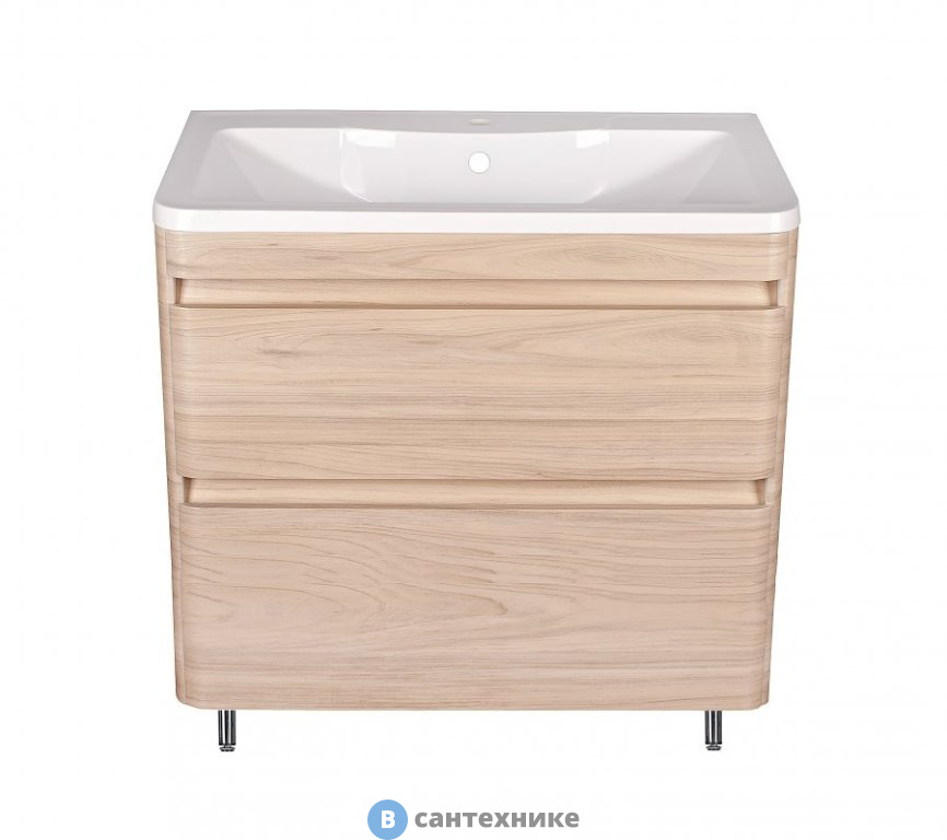 Тумба под раковину Style line Атлантика 80, Люкс ясень перламутр, напольная PLUS (2000949229935)