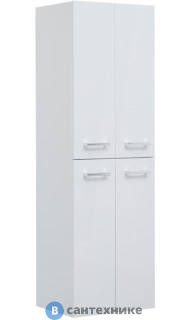 Пенал Dreja 50, 4 дверки, стекл. полки, белый глянец (77.0301W)