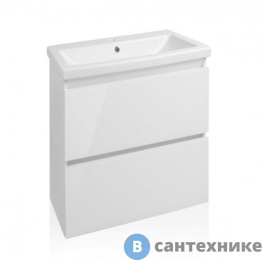 картинка Тумба под раковину Style line Даймонд 70, Комо 70, Люкс белая, подвесная PLUS (2000949102092)