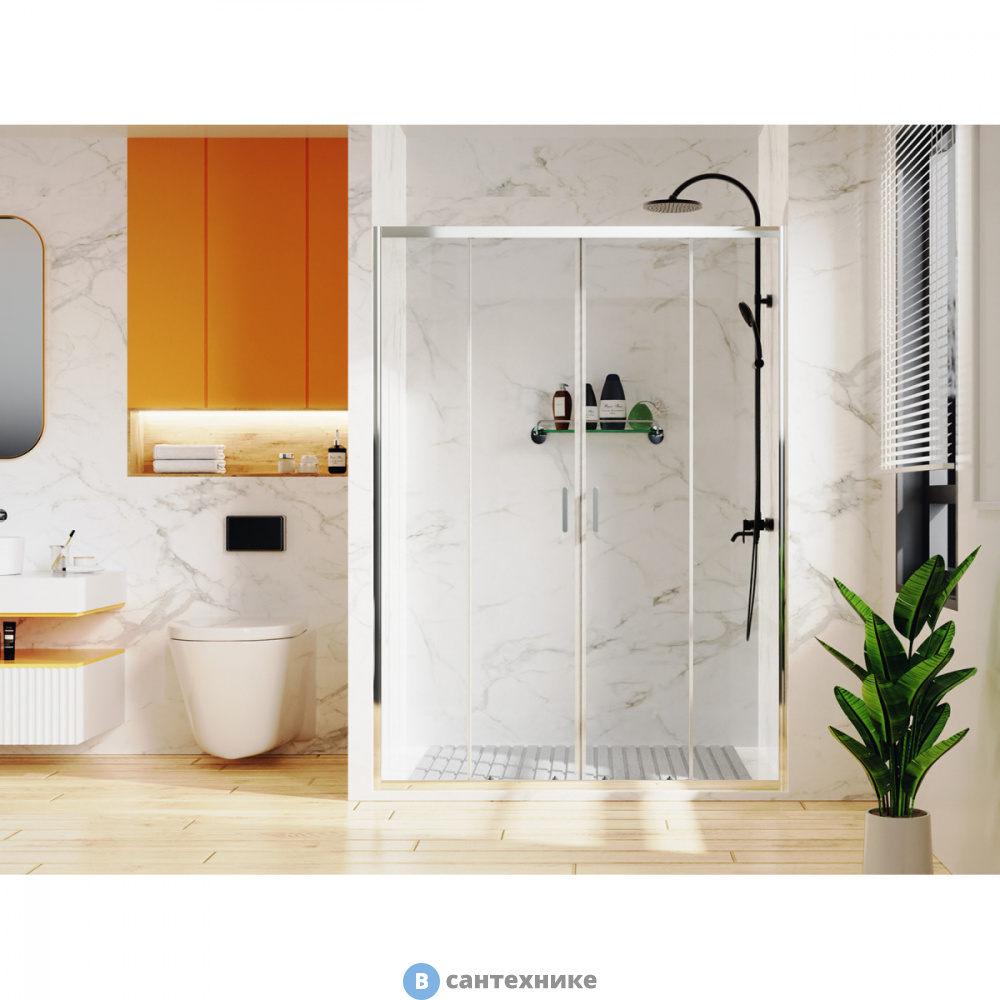 Душевое ограждение Azario TOKYO DRO-170х195-CH-CL, прозрачное стекло 6 мм, профиль хром (AZ-362K2-170-CH-CL)