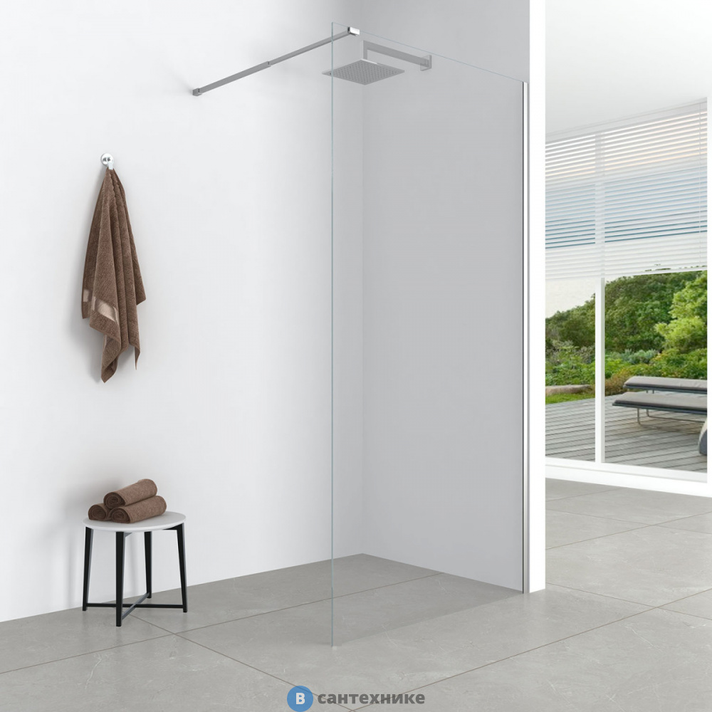 Душевая перегородка Loranto CS-W04C-70 70x200 Walk-in, стекло 8 мм, кронштейн 70-120 см, профиль хром