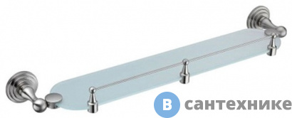 картинка Полка WasserKRAFT Ammer K-7044 (К-7024) стеклянная металл, покрытие "матовый хром", закаленное матовое стекло