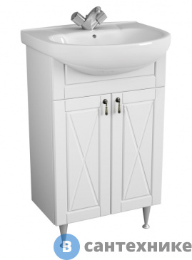 картинка Тумба под раковину Merkana Прованс 55, б_ящ, ум. Антик 55, белая