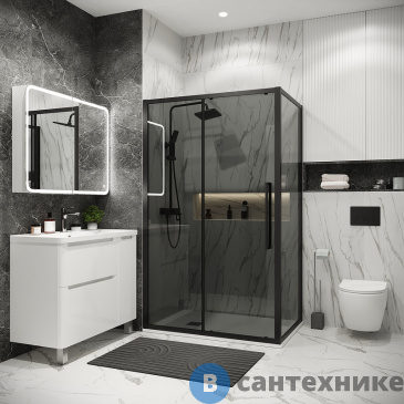 картинка Душевое ограждение Grossman Cosmo 100.K33.02.110.21.10-200.K33.02.100.21.10 (110х100х195) раздвижная, черный матовый, стекло тонированное (120.K33.02.1110.21.10)