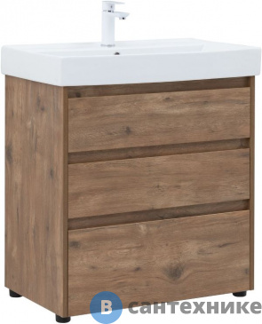 картинка Тумба под раковину Aquanet Nova Lite 75 3 ящ. дуб рустикальный (302474)