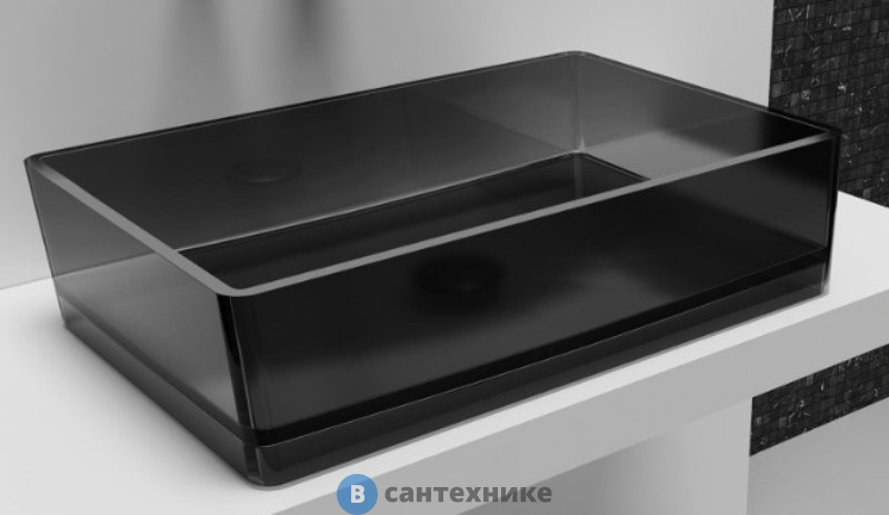 Раковина ABBER Kristall AT2803Onyx, накладная прозрачная, чёрный