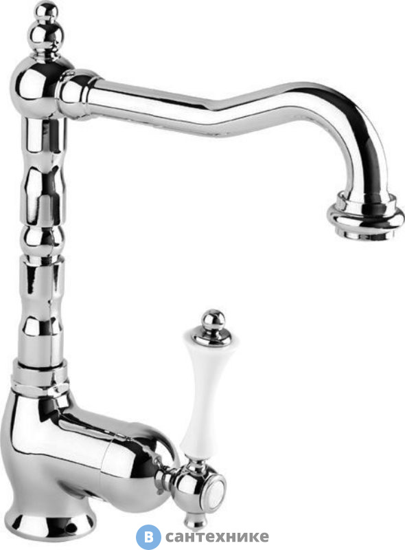 Смеситель Cezares MARGOT-LSM2-01-Bi для раковины однорычажный с донным клапаном, хром, ручка белая