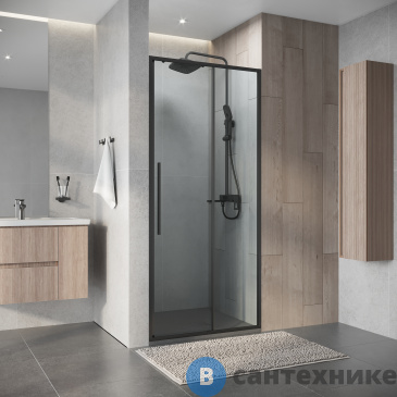 картинка Дверь в нишу Niagara Nova NG-34-10AGR (100х195) раздвижная, графит, стекло прозрачное 