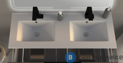 картинка Раковина Cezares 50211 из искусственного мрамора с двумя чашами, 121х46