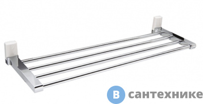 картинка Полка для полотенец WasserKRAFT Leine K-5011 White металл, хромоникелевое покрытие, ABS - пластик
