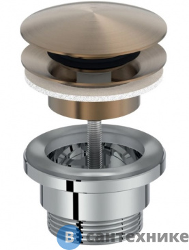 картинка Донный клапан Jacob Delafon E30536-BCN с системой клик клак, матовое золото