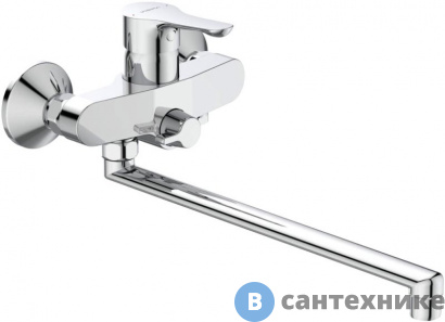 картинка Смеситель Vidima WAVE BA417AA для ванны и душа настенный, длинный излив (хром)