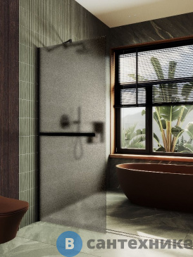 картинка Душевая перегородка в профиле MaybahGlass 1950*690 Стекло 8 мм Бронза матовая +Полотенцесушитель (MGD-722-6ш)