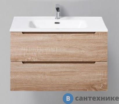 картинка Тумба под раковину BelBagno 81 см ETNA-800-2C-SO-WO-P подвесная с двумя выкатными ящиками, Rovere Bianco