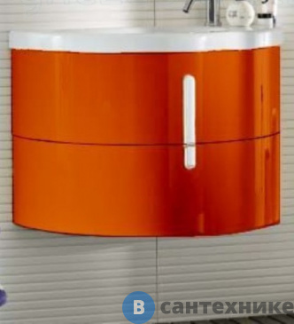 картинка Тумба с раковиной Ideagroup L4C295 Rosso arancio Lucido (BC950) подвесная, с керамической раковиной 95 см.