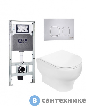 картинка Унитаз с инсталляцией WELTWASSER и кнопкой смыва (AMBERG 506 ST + ERLENBACH 004 GL-WT + AMBERG RD-MT CR)