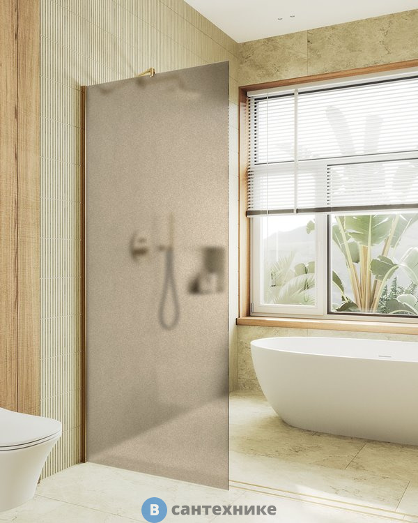 Душевая перегородка в профиле MaybahGlass 1950*690 Стекло 8 мм Бронза матовая (MGD-703-3ш)