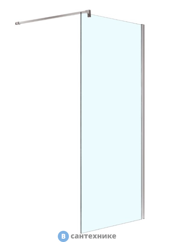 Душевая перегородка AZARIO CHICAGO AZ-NAR6310 Walk-in 1000*1950 прозрачное стекло 8 мм, Easy Clean, кронштейн 1000 мм, профиль серебро (AZ-NAR6310 1000)