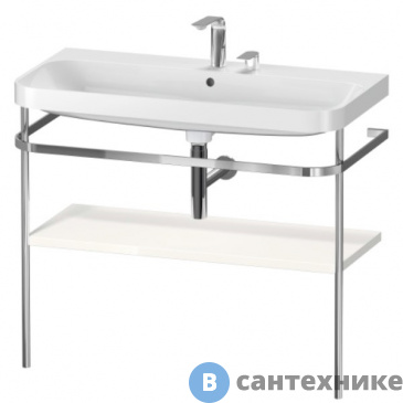картинка Консоль напольная Duravit Happy D.2 Plus с умывальником 975х490х850 мм, с 1 отв под смесит, 1 ящик, белый глянцевый (HP4838O2222)