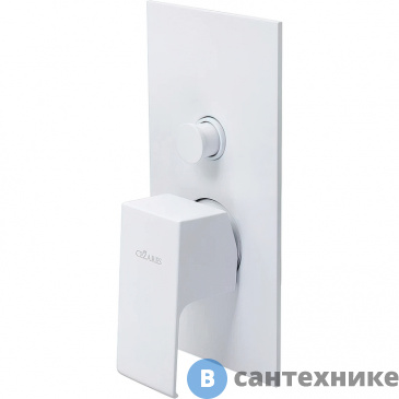 картинка Смеситель Cezares LEAF-VDIM-BIO встраиваемый однорычажный на 2 выхода, белый матовый