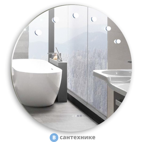 Зеркало AZARIO Nicole d1000 сенсор выкл, смена цвета, 6 ламп в комплекте, часы (LED-00002514)