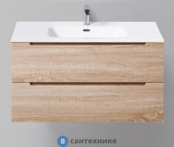 Тумба под раковину BelBagno 91 см ETNA-900-2C-SO-WO-P подвесная с двумя выкатными ящиками, Rovere Bianco