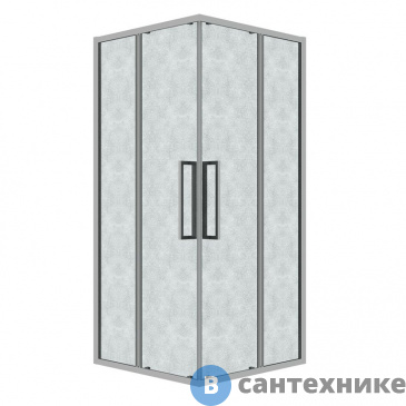 картинка Душевое ограждение Grossman Cosmo 300.K33.02.9090.10.02 (90*90*195) квадрат, раздвижная, хром, стекло шиншилла, без поддона