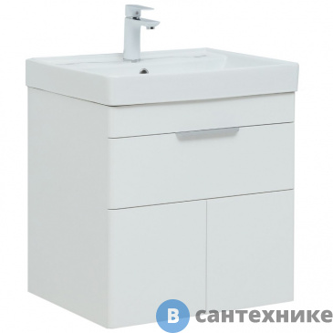 картинка Тумба под раковину Aquanet Ирис new 60 белый глянец (1 ящик, 2 дверцы) (310148)