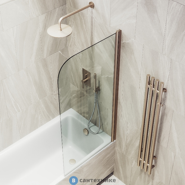 Шторка для ванны поворотная на монопетле MaybahGlass 1400*800 Стекло 6 мм Бесцветное (MGV-600-2)