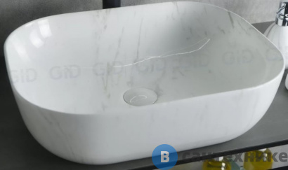 картинка Раковина накладная GID-ceramic K397D9 под камень глянцевый (500х400х140)