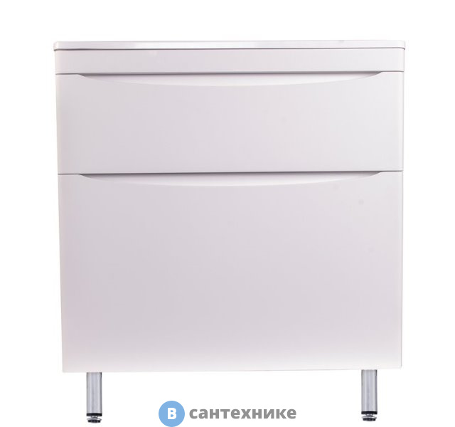 Тумба под раковину Style line Бергамо мини 80 (2 ящ.) Люкс антискрейтч белый, напольная PLUS (2000565419000)