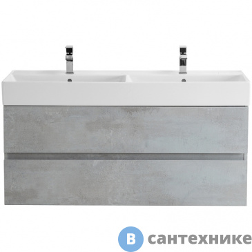 картинка Тумба под раковину Cezares MOLVENO 46 подвесная, под раковину с двумя чашами, с двумя выкатными ящиками, Beton, 1200x460x500, MOLVENO 46-120-2C-SO-2-BET