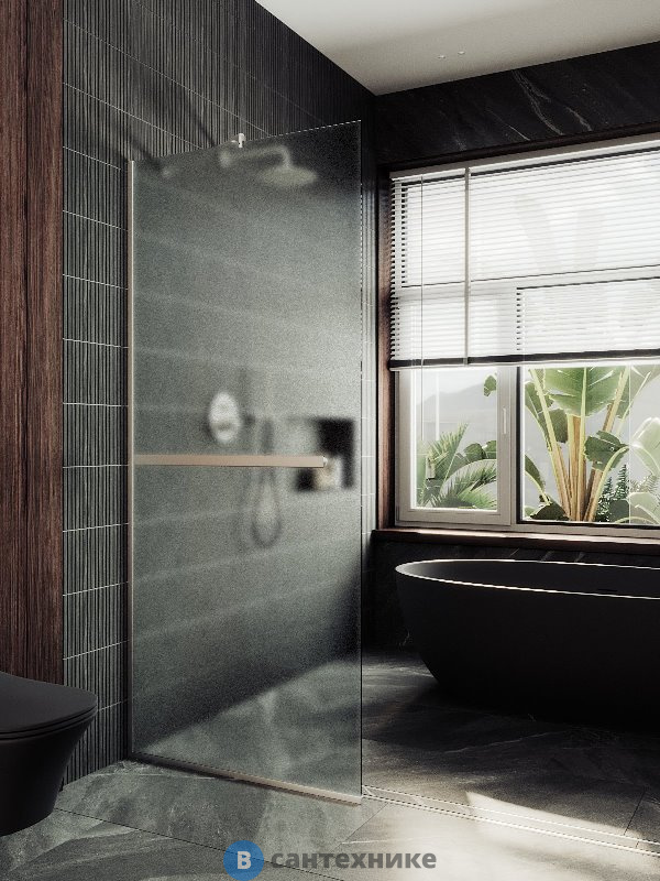 Душевая перегородка в профиле MaybahGlass 1950*690 Стекло 8 мм Сатин +Полотенцесушитель (MGD-725-5у)