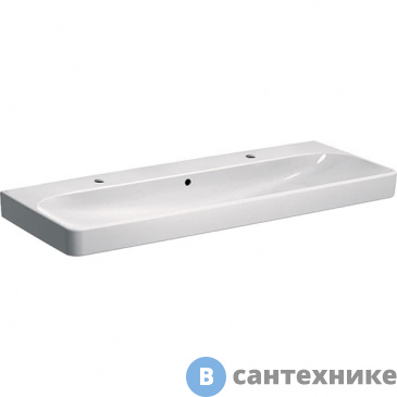 картинка Раковина Geberit 500.253.01.1 Smyle Square 120х48 см, 2 отв. под смеситель, с отв. перелива