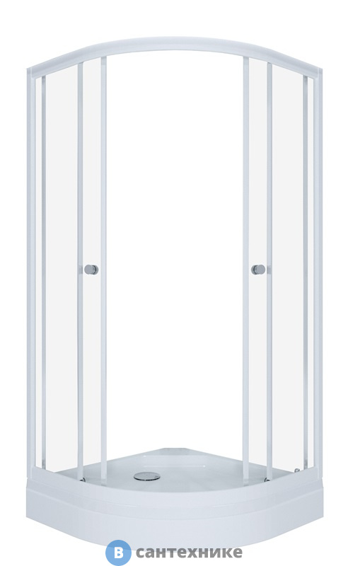 Душевое ограждение Тритон Ультра 80*80 А 1/4 круга, низк. подд., Белый, прозр. без доборного (DK245)