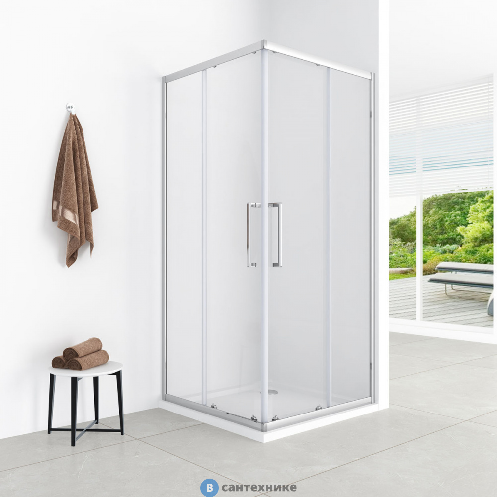 Душевое ограждение Loranto CS-AB01C-128 120x80x190, профиль хром, 6 мм прозрачное стекло, профиль хром