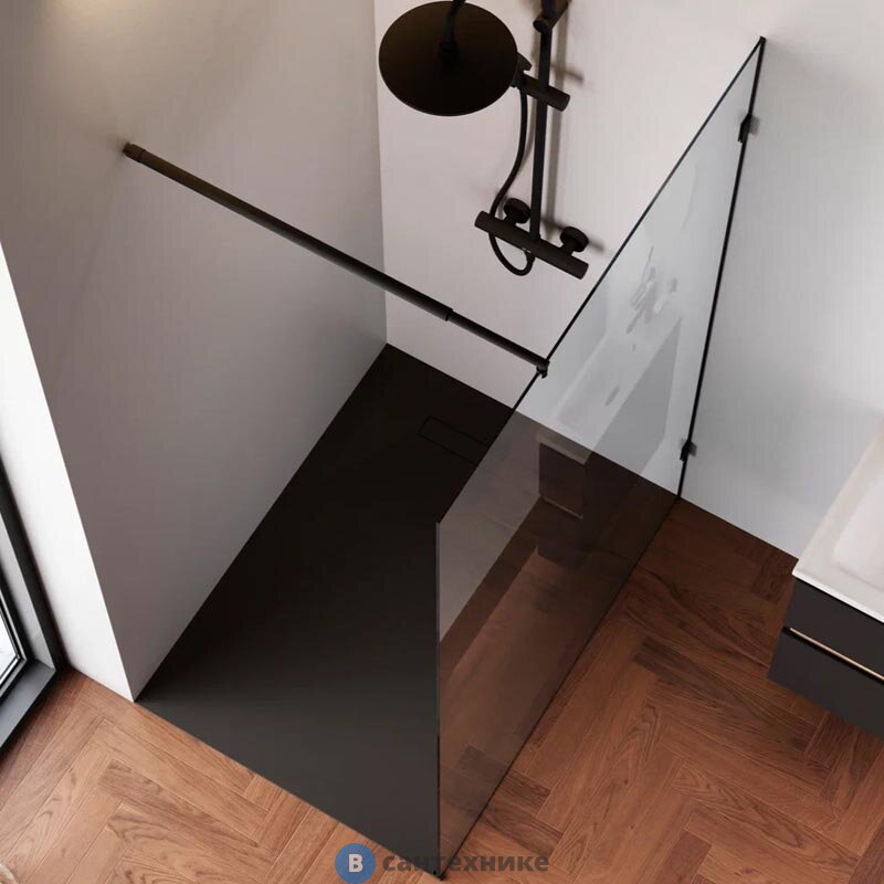 Душевая перегородка АМ.РМ X-Joy W94WI-120-F1-BTE 120x195, стекло прозр. 6 мм, фурнитура чёрный