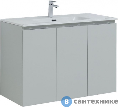 картинка Тумба под раковину Aquanet Алвита new 100 подвесная 3 дв. серый (277532)