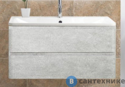 картинка Тумба под раковину BelBagno 100 см ALBANO-1000-2C-SO-CVG подвесная с двумя выкатными ящиками, Cemento Verona Grigio