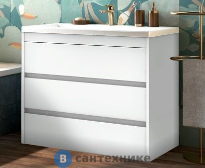 Тумба под раковину Art & MAX FAMILY FAMILY-1000-3C-PIA-BL напольная с тремя выкатными ящиками, Bianco Lucido, 1000x480x845